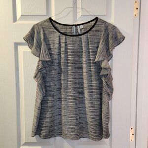 Elle Womens XL Stripped Black and White Blouse